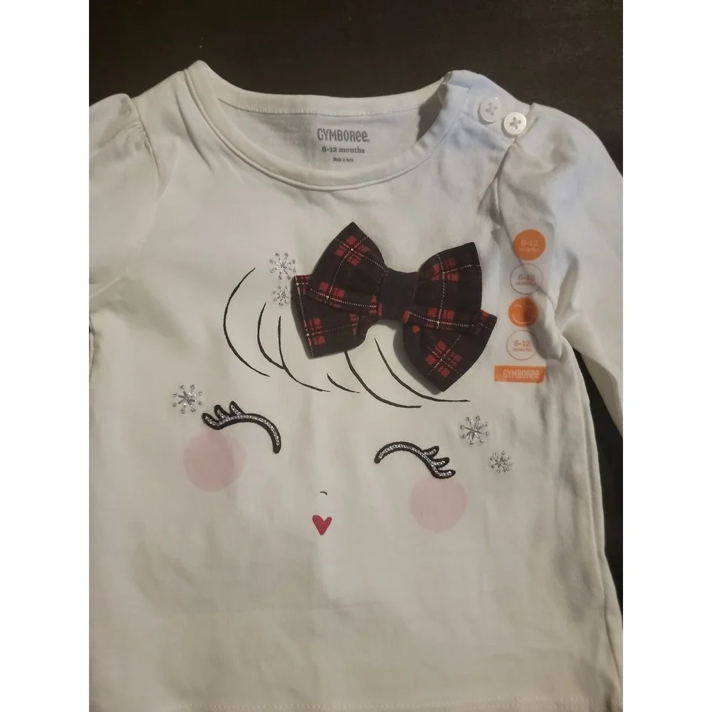 Gymboree Christmas holiday bow shirt size 6 12‎ months nwt